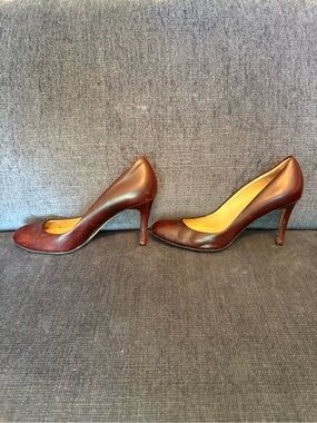 Ann Taylor Burgundy Leather Pointed-Toe Stiletto Pumps